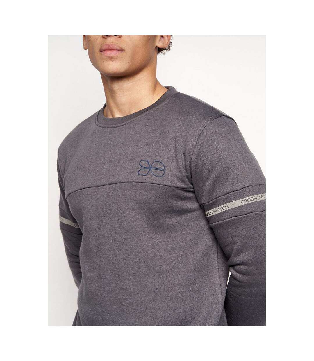 Crosshatch Mens McClay Crew Neck Sweater (Charcoal)
