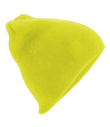 Beechfield Plain Basic Knitted Winter Beanie Hat (Fluorescent Yellow) - UTRW209