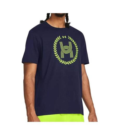 T-shirt Marine/Vert Homme Under Armour Run Everywhere - L