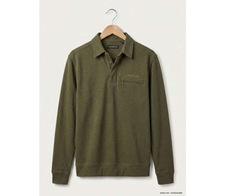 Sweat-shirt Col Polo Homme Ledertys Kaki LY0609