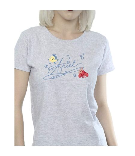 Disney T-shirt en coton Ariel La Petite Sirène Femme/Ladies (Gris sportif) - UTBI26401