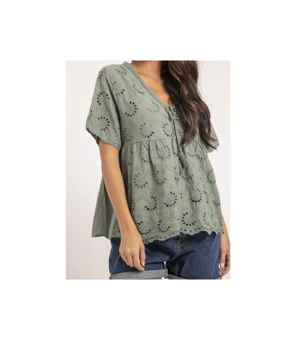 Blouse manches courtes broderies anglaises FEBO - Dona X Lisa