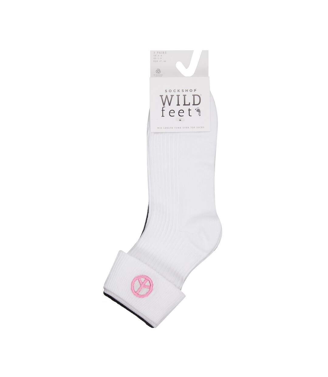 3 Pack Ladies Fashion Turnover Top Rib Lounge Socks-2