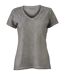 T-shirt style bohémien col V femme JN975 - gris clair