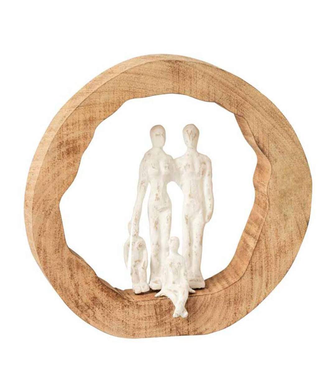 Statue Déco en Bois Famille 29cm Naturel-1