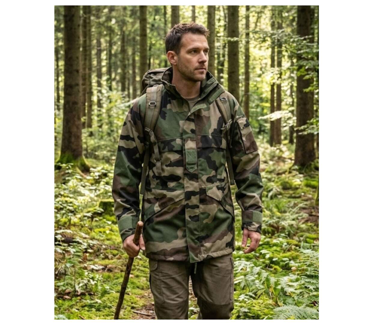 Parka Camouflage Imperméable & Respirante – Coton/Poly Kaki-1