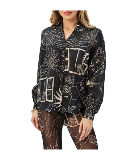 Womens/ladies Palma Miley Lyocell Long-sleeved Shirt Black White Never Fully Dressed