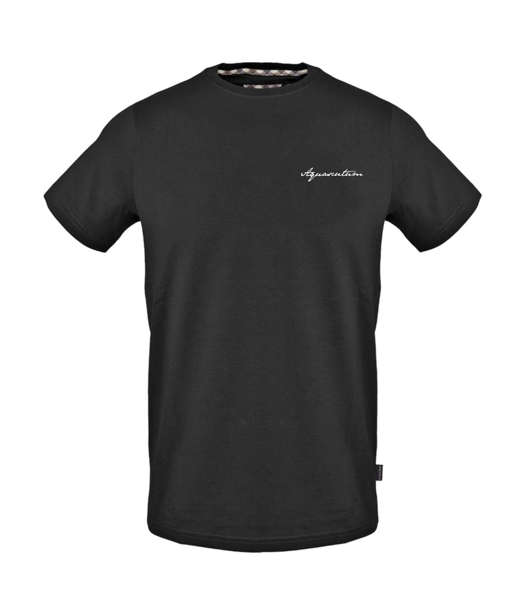 Mens Logo Crew Neck Regular T-shirt Black Aquascutum-1