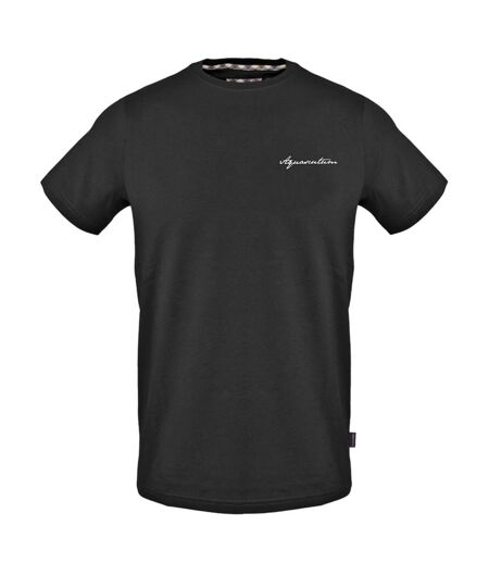 Mens Logo Crew Neck Regular T-shirt Black Aquascutum