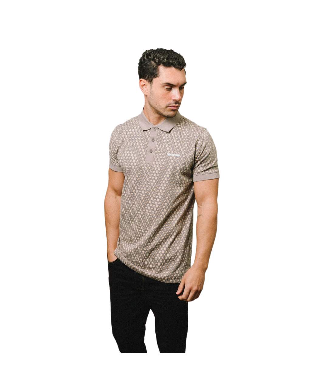 Mens Aw24 Geometric Polo Shirt Cinder Lambretta-1