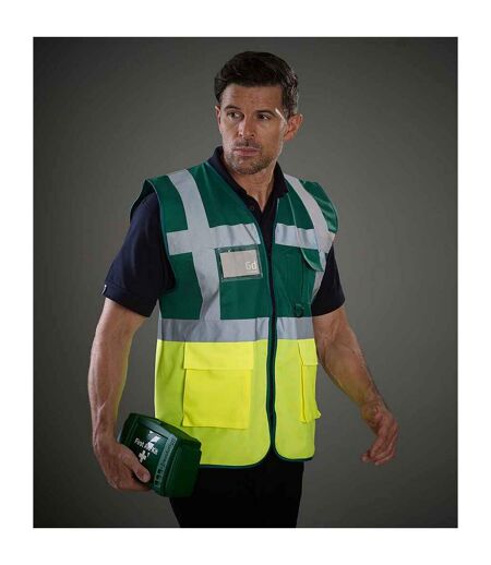 Unisex adult executive hi-vis waistcoat paramedic green/yellow Yoko