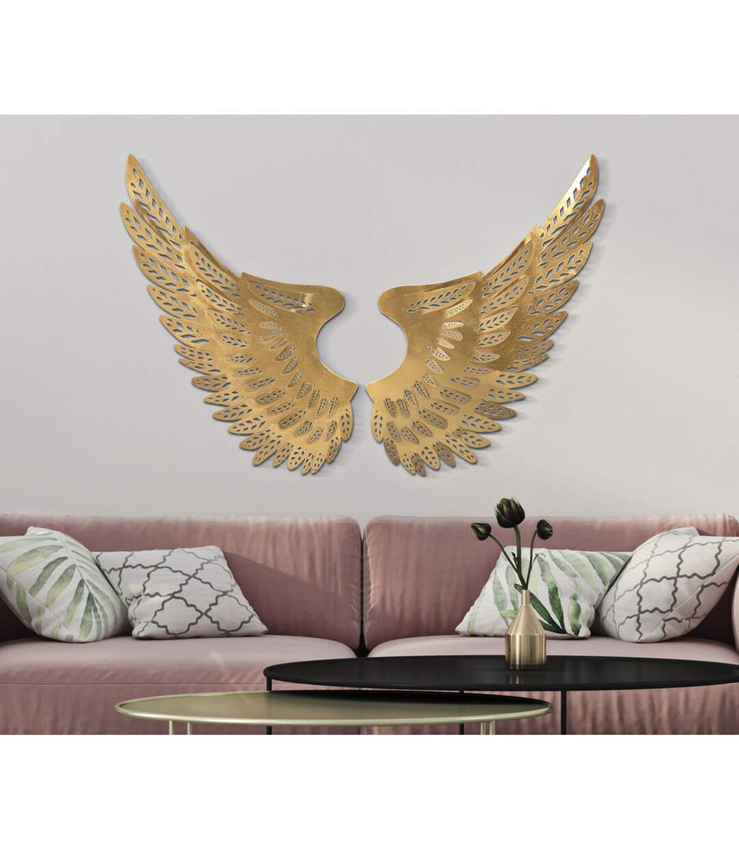 Lot de 2 Décorations Murales en Métal Ali Light 90cm Or-4