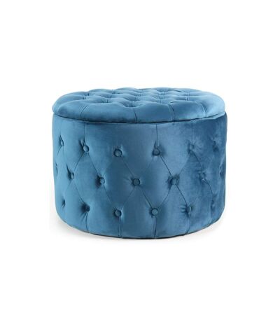 Pouf Rond Design en Velours Visalni 60cm Bleu