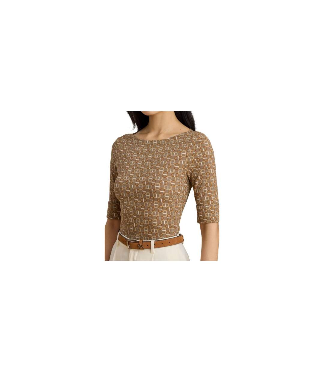 T-shirt Motif/style Imprimé Chaîne Judy Femme Taupe Ralph Lauren-1
