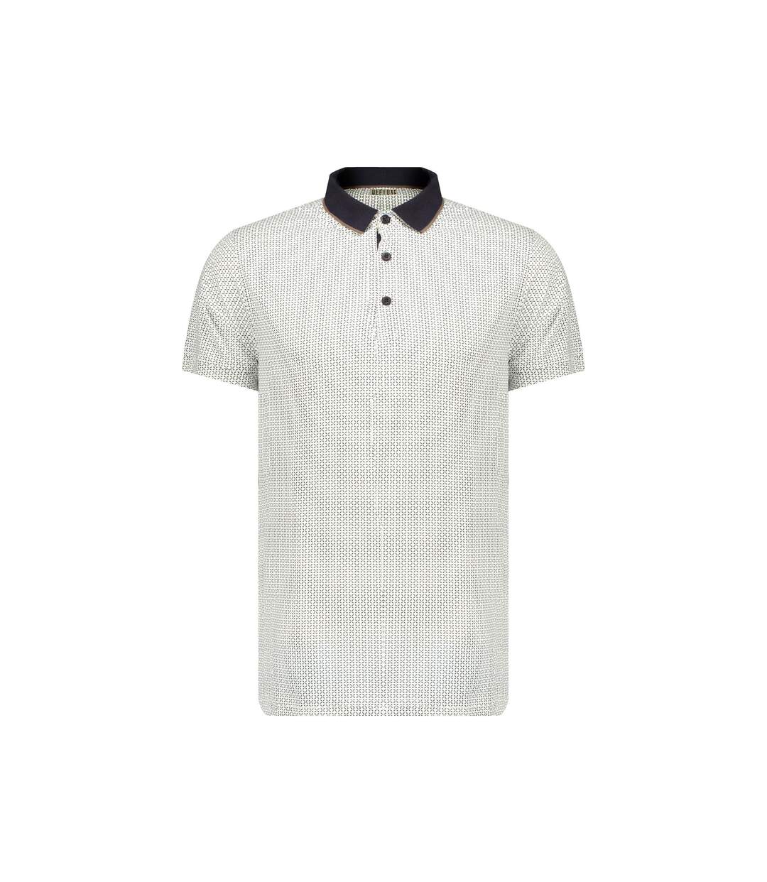 polo avec micro motif sur l'ensemble et col contrasté, bas de manches avec boutons HORUS