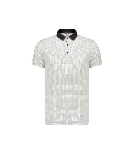 polo avec micro motif sur l'ensemble et col contrasté, bas de manches avec boutons HORUS