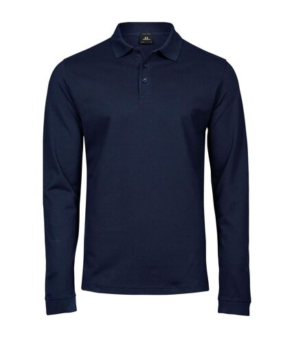 Tee Jays Mens Luxury Stretch Long-Sleeved Polo Shirt (Navy)