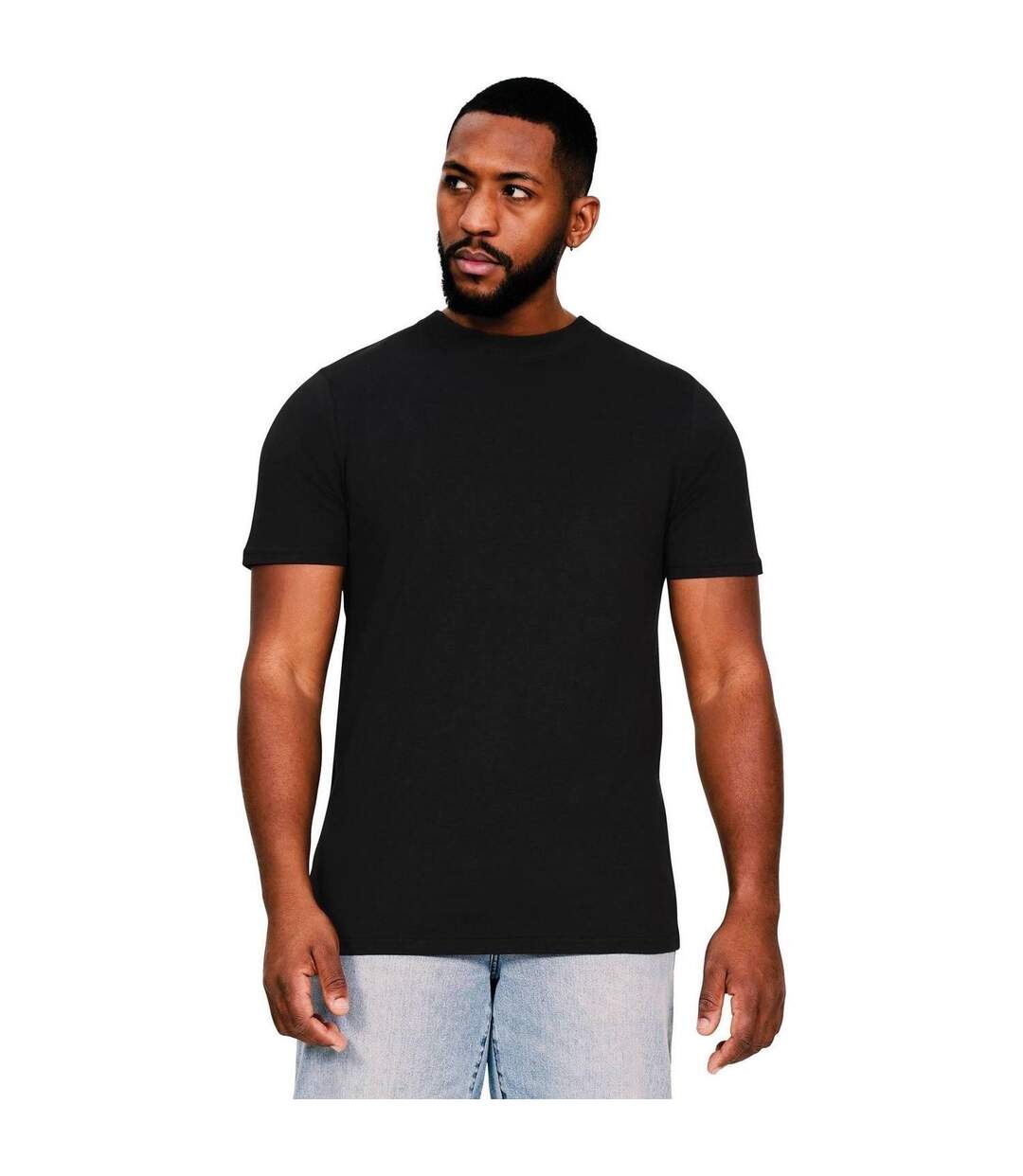 Mens Muscles Combed Ringspun Cotton Tall T-shirt Black Casual Classics-1