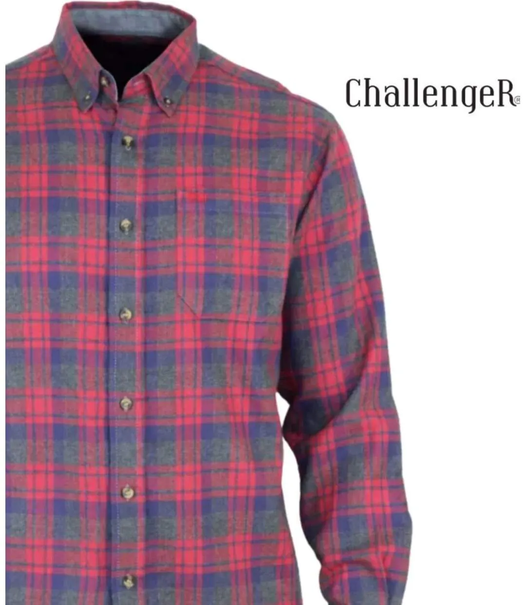 CHALLENGER CH2002 — Chemise à carreaux manches longues rouge : douceur en Coton gratté et coupe confort-4
