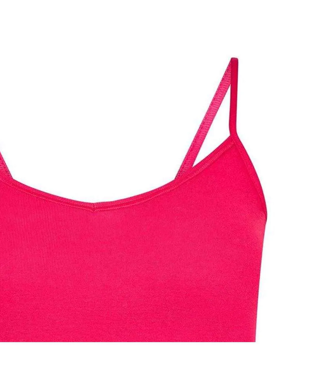 Womens/ladies Ribbed V Neck Vest Top Pink Puma-3