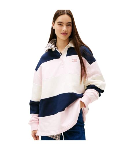 Haut De Rugby Motif/style Badge Femme Rose Clair Blanc Noir Tommy Jeans