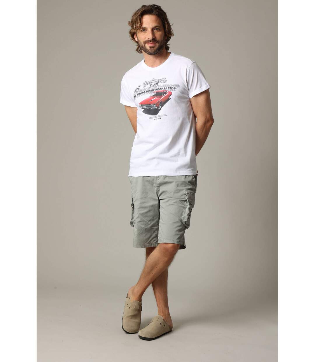 T-shirt classique en coton avec print et manches courtes REDCAR-1