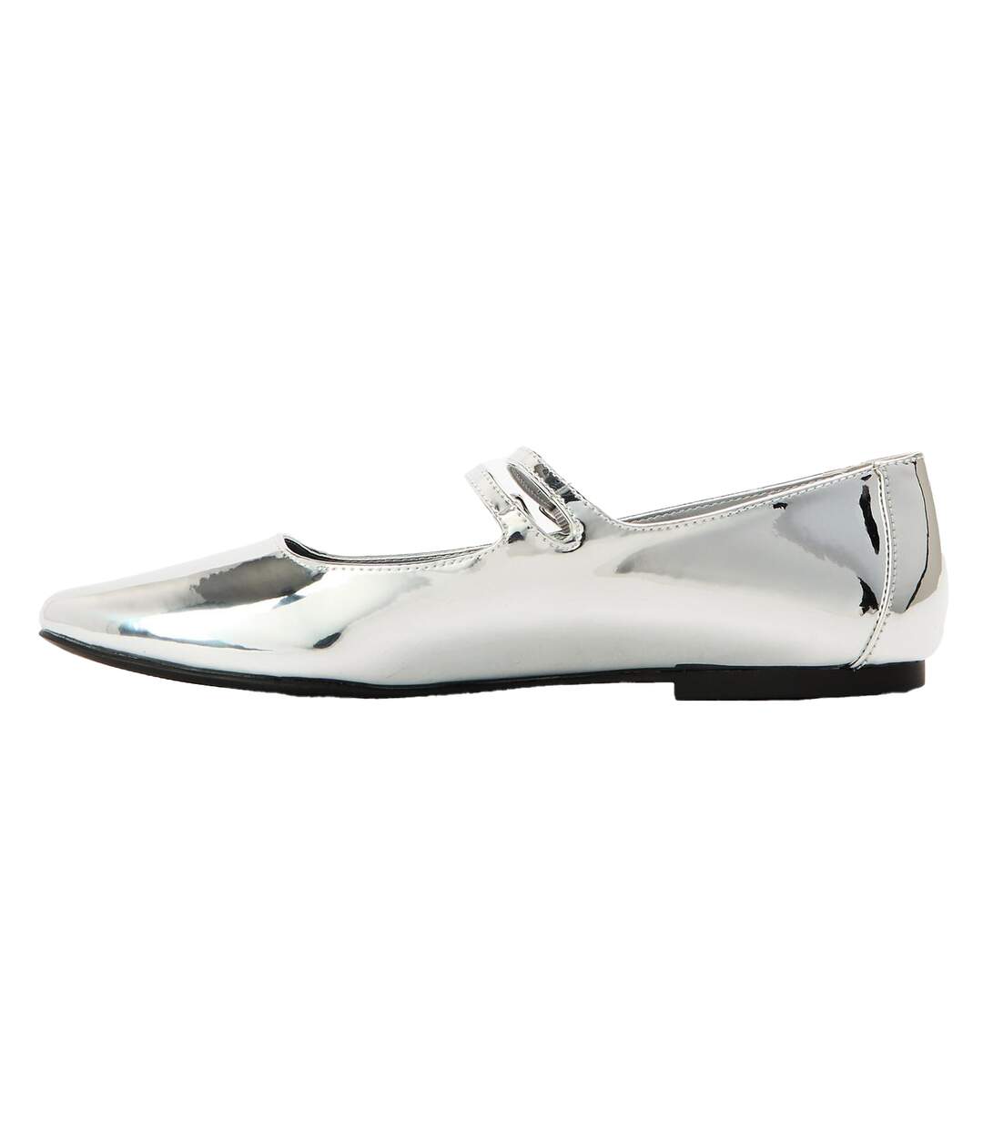 Womens/ladies Alisah Mirrored Ballet Flats Silver Steve Madden-2