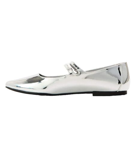 Womens/ladies Alisah Mirrored Ballet Flats Silver Steve Madden