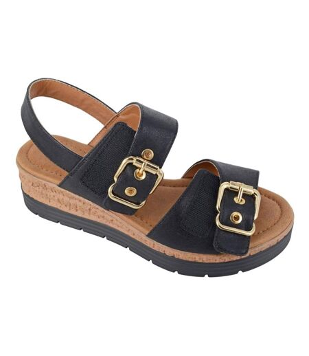 Womens/ladies Milia Sandals Black Cipriata