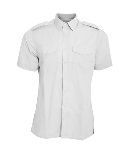 Kustom Kit Mens Short Sleeve Pilot Shirt (White)