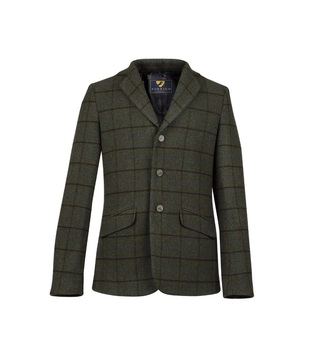 Mens saratoga checked horse riding jacket dark green Aubrion-1