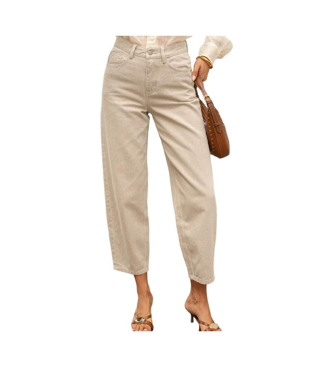 Jean barrel beige femme oraije bony-1