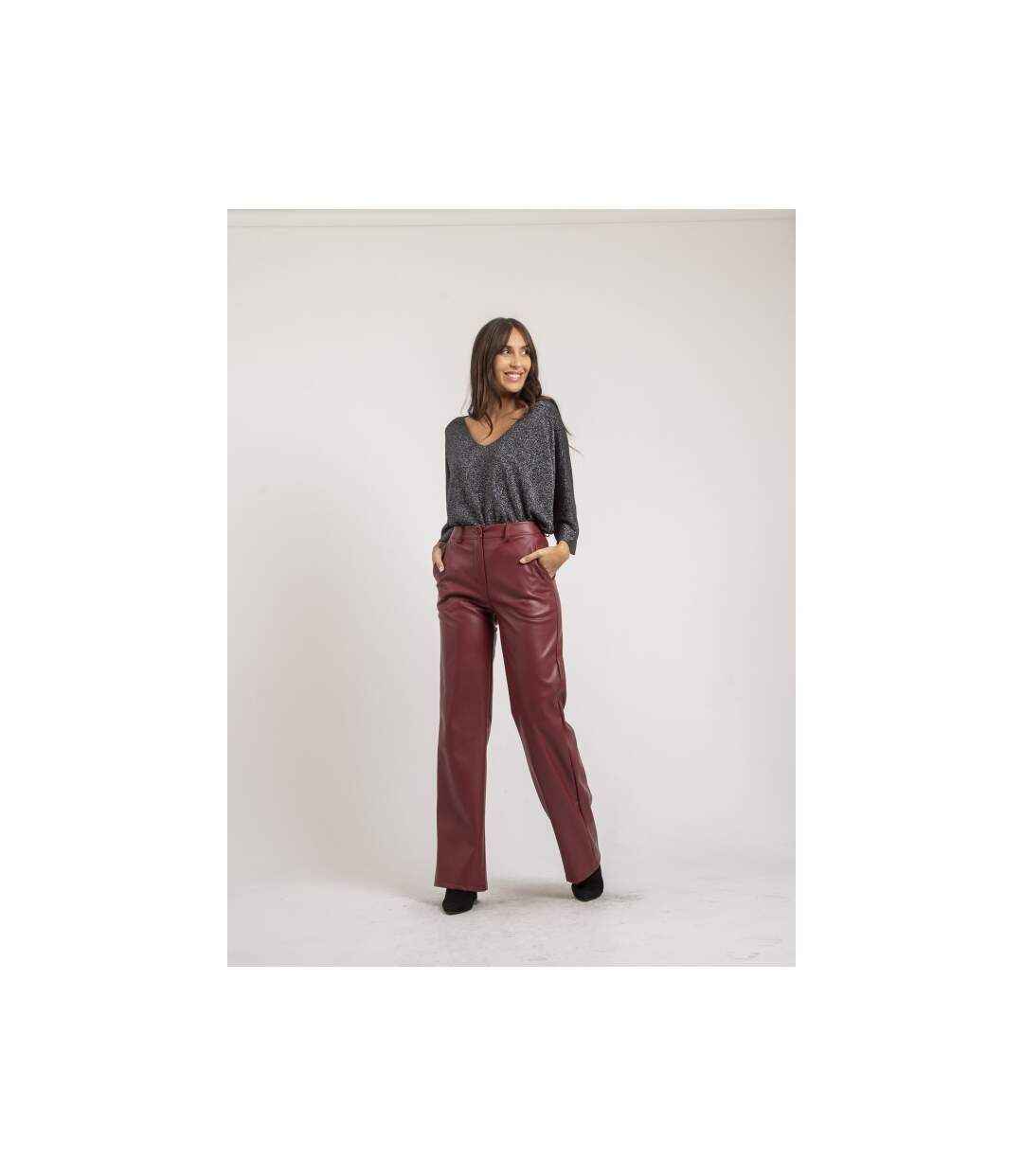 Pantalon droit simili cuir EVANIA - Dona X Lisa-4