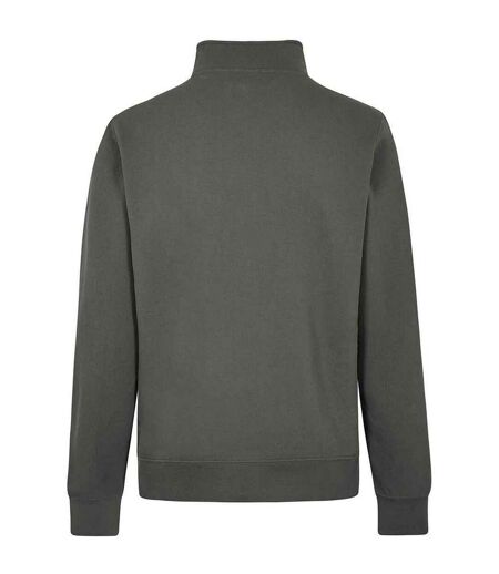 Mens Pique Quarter Zip Relaxed Fit Sweatshirt Dark Grey Kustom Kit