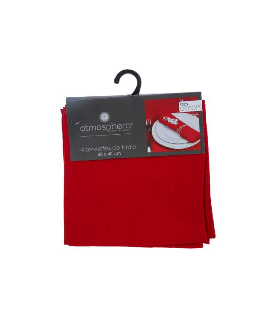 Lot de 4 Serviettes de Table Coton 40cm Rouge-3