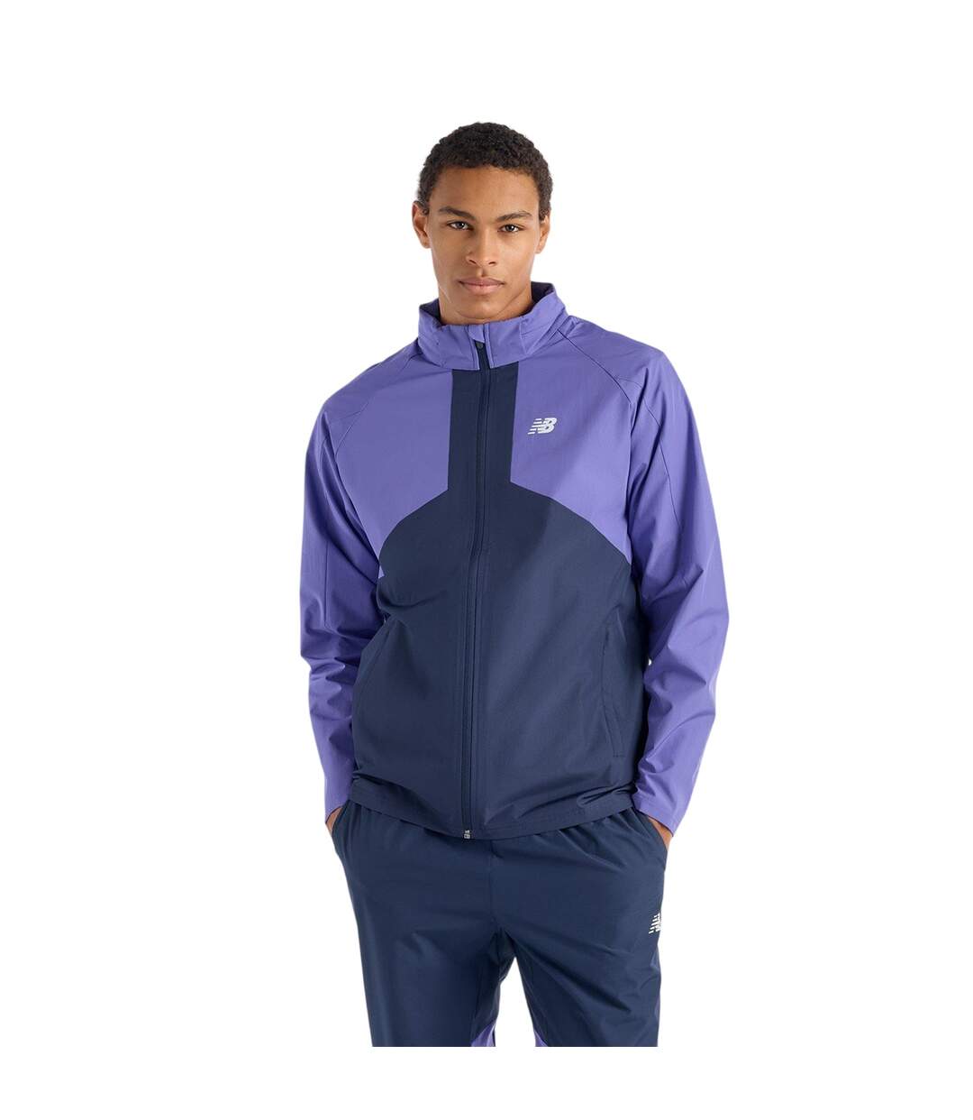Mens Two Tone Woven Hooded Jacket Purple New Balance-4