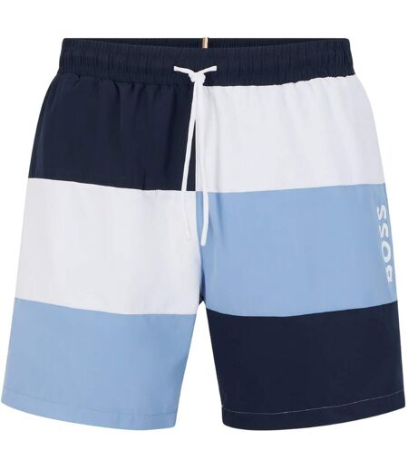 Mens Colour Block Swimming Trunks White Boss