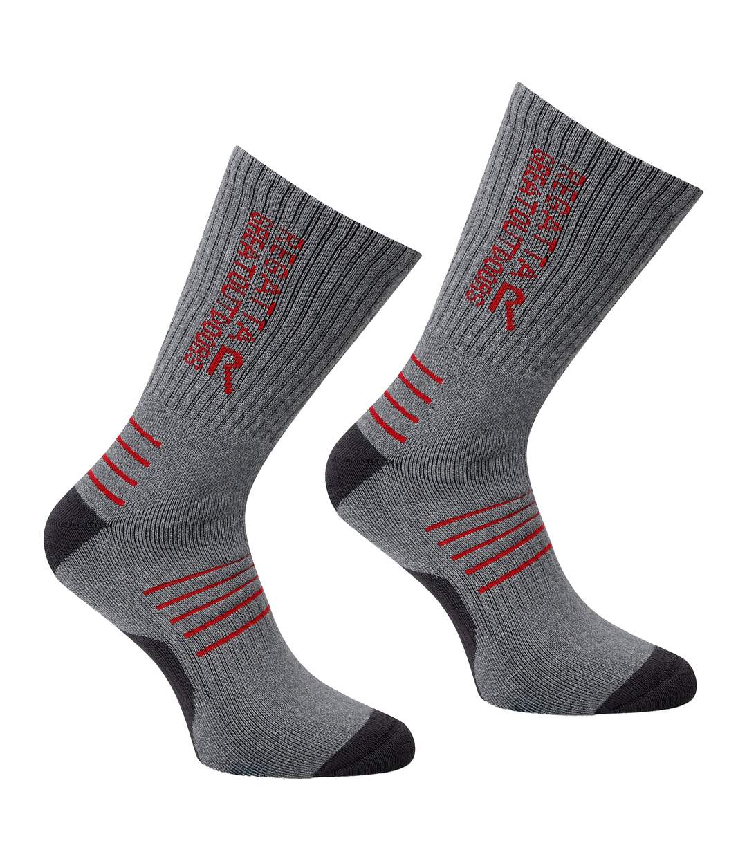 Mens Bamboo Crew Socks Grey Marl Red Regatta-1