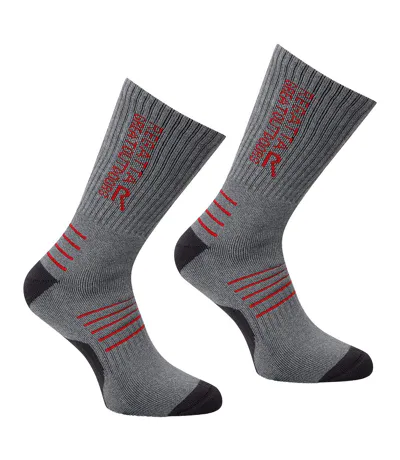 Mens Bamboo Crew Socks Grey Marl Red Regatta