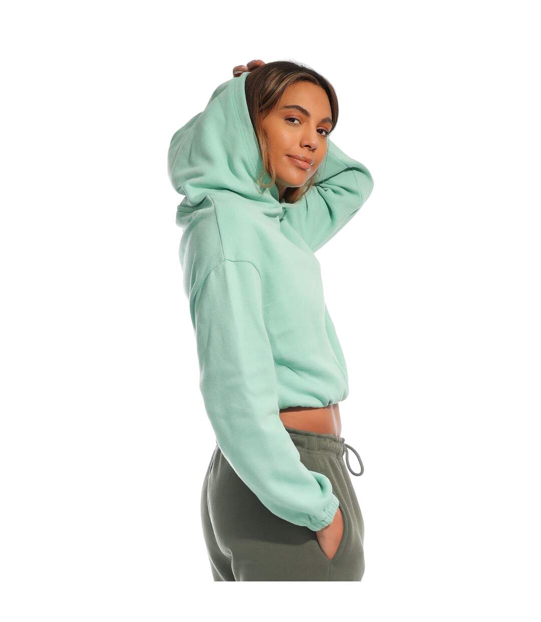 Sweat À Capuche Femme Vert Menthe Light And Shade-4