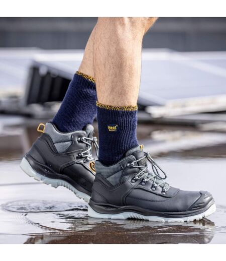 3-Pack Unisex Winter Crew Work Socks in Black with Reinforced Heel & Toe