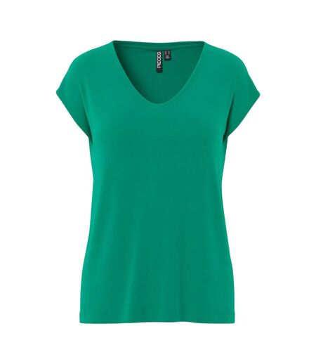 Womens/ladies Pckamala Knitted V Neck T-shirt Pepper Green Pieces