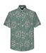 Chemise homme manches courtes à  motifs floraux verte en viscose, coupe ajustée, style décontracté-4
