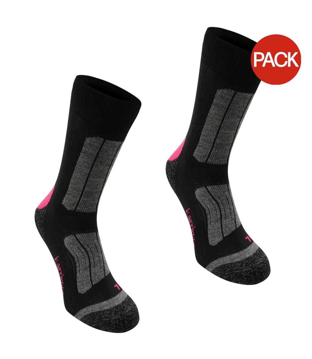 Pack Of 2  Womens/ladies Walking Socks  Black Fucshia Passion Karrimor-1