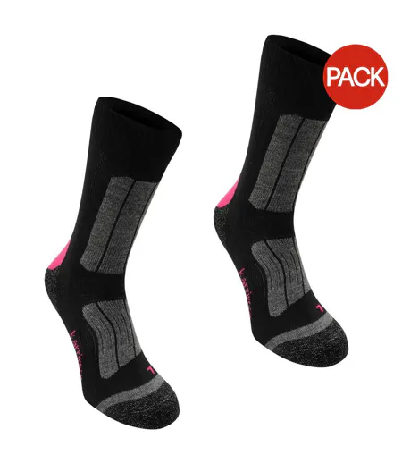 Pack Of 2  Womens/ladies Walking Socks  Black Fucshia Passion Karrimor