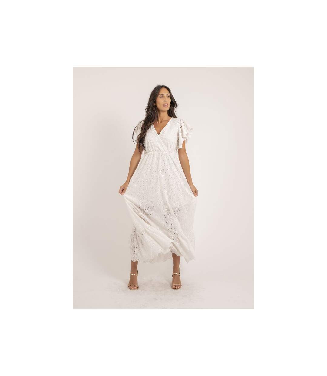 Robe longue broderies anglaises IROKO - Dona X Lisa-1