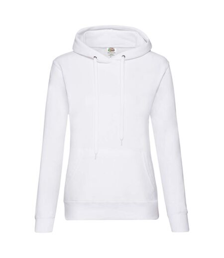 Womens/ladies Classic Hoodie White Fruit Of The Loom