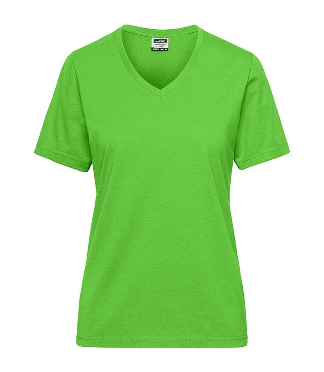 T-shirt de travail Bio col V - Femme - JN1807 - vert citron