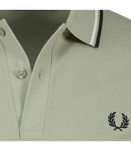 Polo Motif/style Col À Double Rayure Homme Bleu Clair Bleu Clair Fred Perry