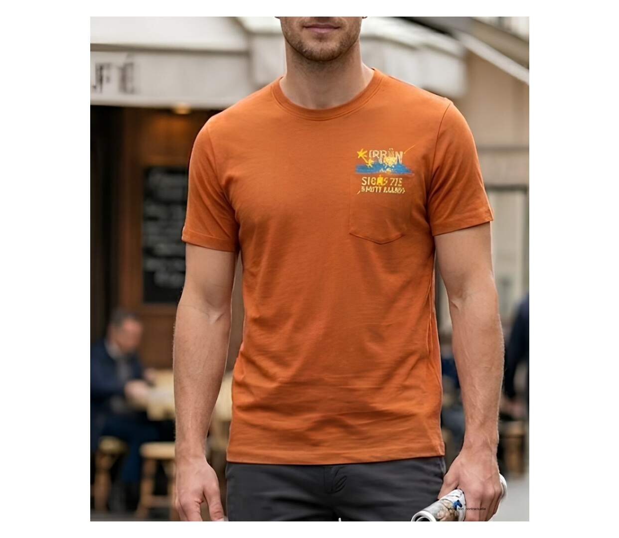 AXXANO AE1142O — Tee-shirt manches courtes avec poche poitrine pour un style casual-1